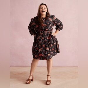 Lane Bryant Button-Down Bodice Belted Tiered Fit & Flare Dress Size 20